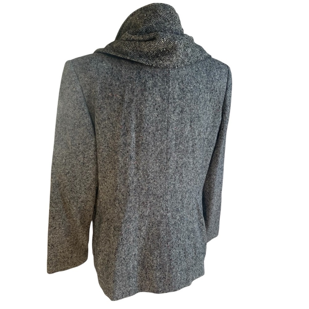 Tweed Blazer Wool Jacket w Detached Scarf Heritage Classic VTG Grey S10 - Picture 12 of 14